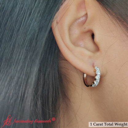 1 Carat Sparkle Five Stone Hoop Earrings Fascinating Diamonds