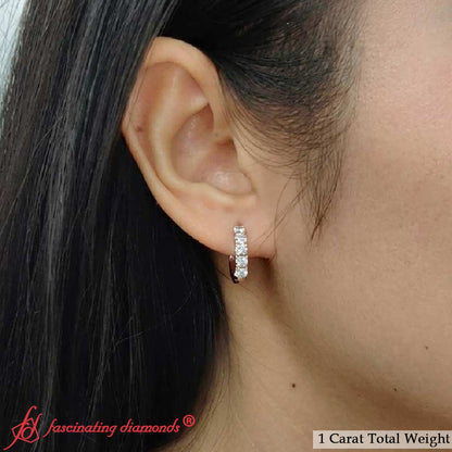 1 Carat Sparkle Five Stone Hoop Earrings Fascinating Diamonds