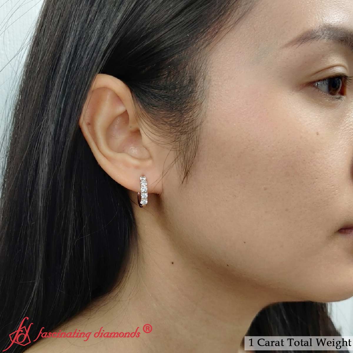 1 Carat Sparkle Five Stone Hoop Earrings Fascinating Diamonds