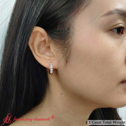 1 Carat Sparkle Five Stone Hoop Earrings Fascinating Diamonds