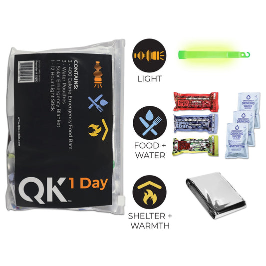 Quake Kits 1 Day Quick Grab Kit in Resealable Bag quakekits.com