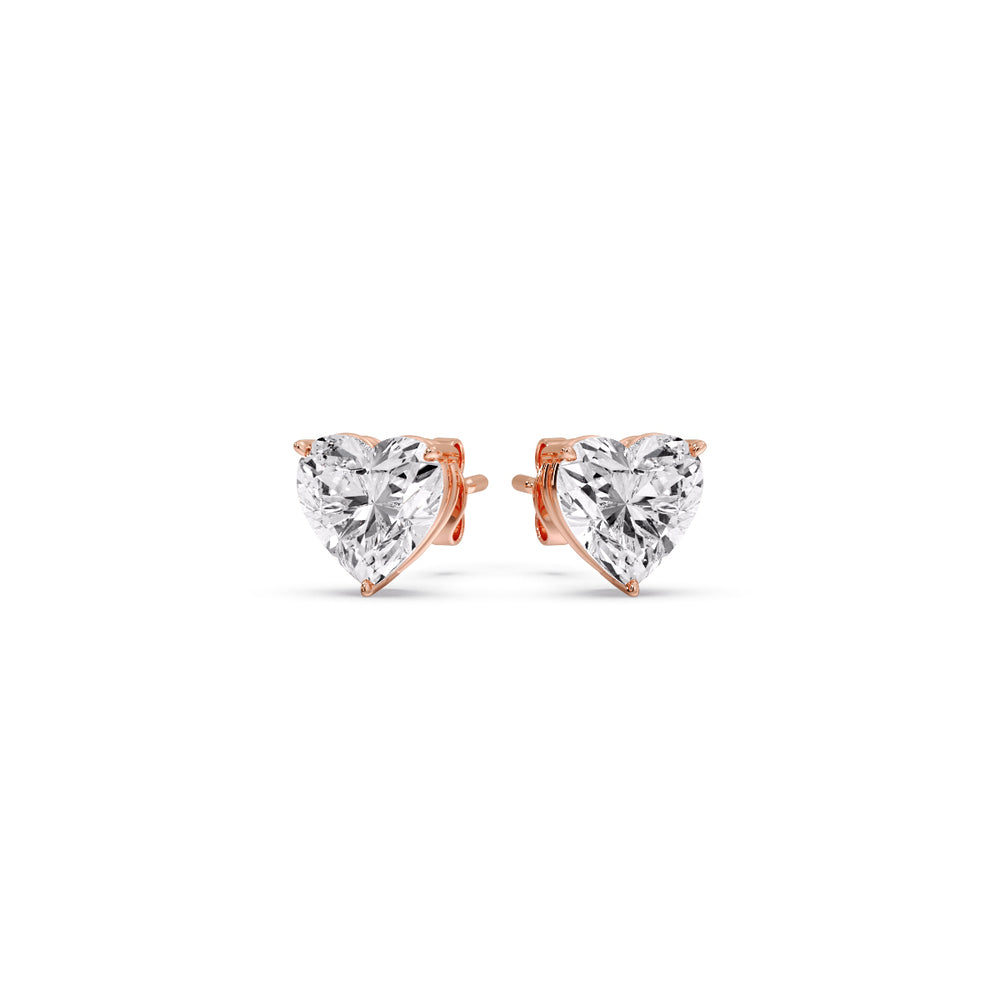 Heart Shaped 3 Prong Basket Stud Earring Fascinating Diamonds