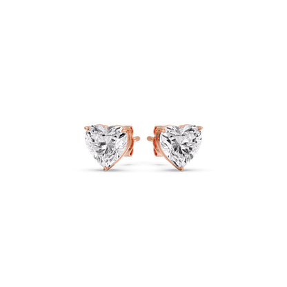 Heart Shaped 3 Prong Basket Stud Earring Fascinating Diamonds