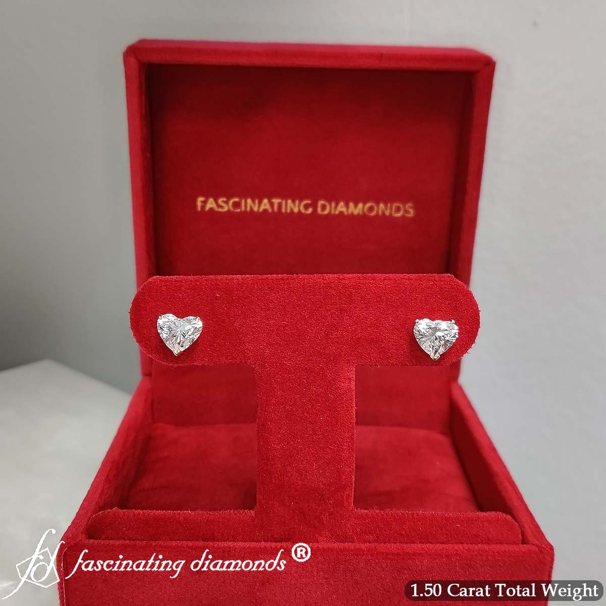 Heart Shaped 3 Prong Basket Stud Earring Fascinating Diamonds