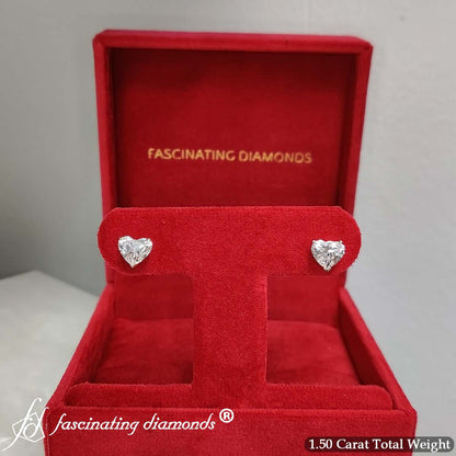 Heart Shaped 3 Prong Basket Stud Earring Fascinating Diamonds