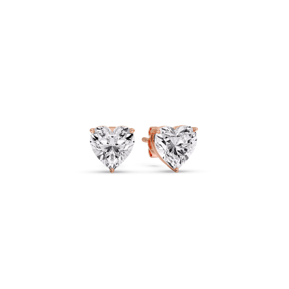 Heart Shaped 3 Prong Basket Stud Earring Fascinating Diamonds