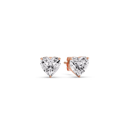 Heart Shaped 3 Prong Basket Stud Earring Fascinating Diamonds