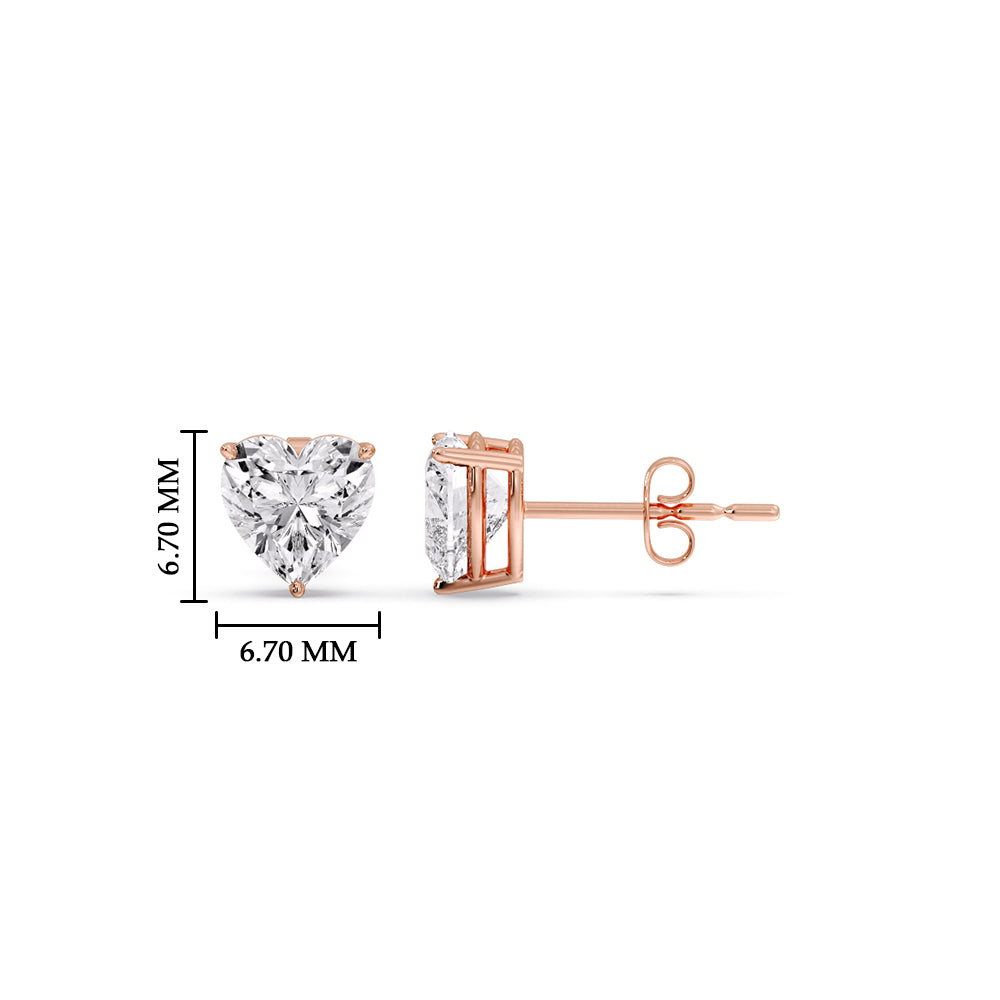 Heart Shaped 3 Prong Basket Stud Earring Fascinating Diamonds