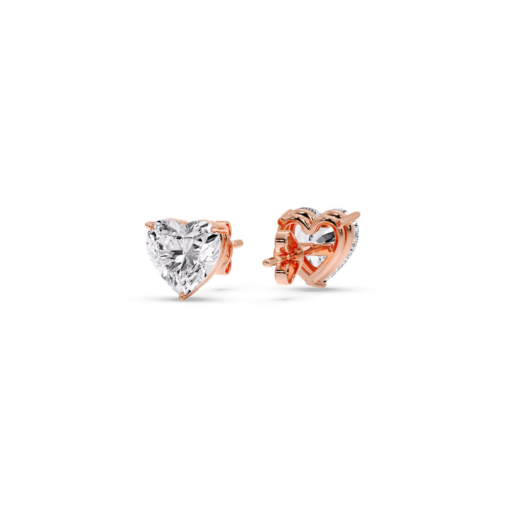Heart Shaped 3 Prong Basket Stud Earring Fascinating Diamonds
