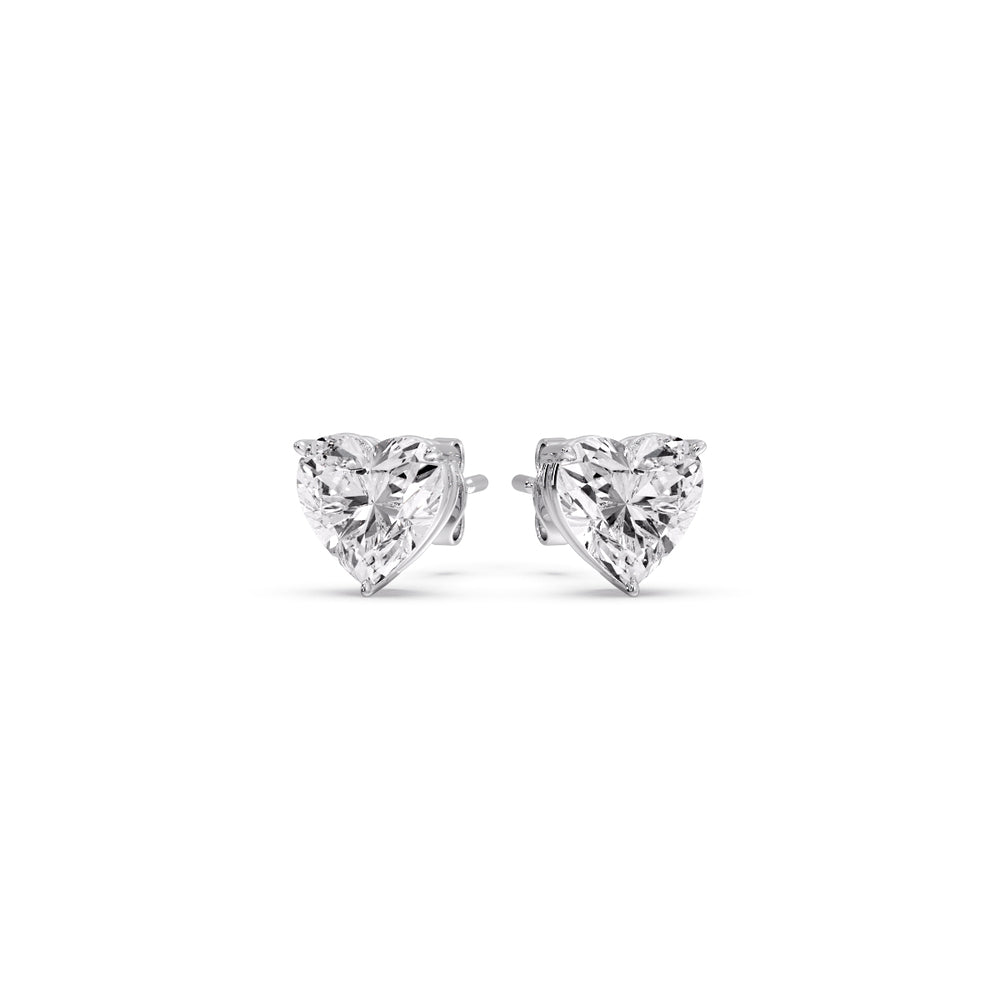 Heart Shaped 3 Prong Basket Stud Earring Fascinating Diamonds