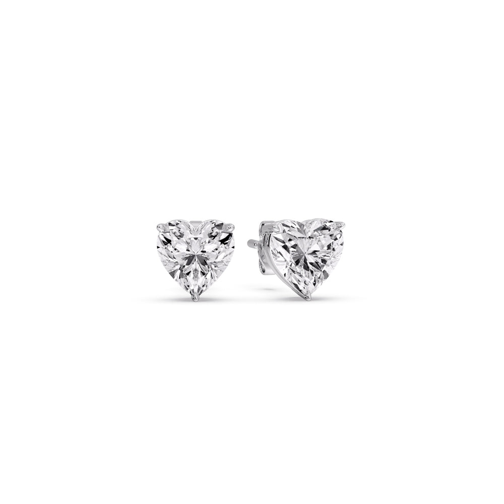 Heart Shaped 3 Prong Basket Stud Earring Fascinating Diamonds