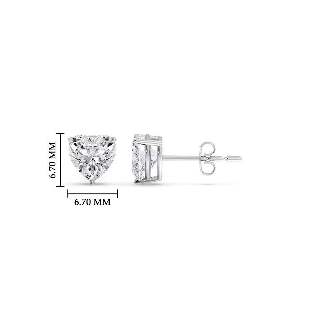 Heart Shaped 3 Prong Basket Stud Earring Fascinating Diamonds