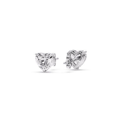 Heart Shaped 3 Prong Basket Stud Earring Fascinating Diamonds