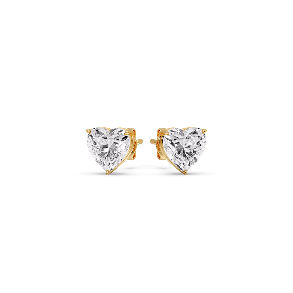 Heart Shaped 3 Prong Basket Stud Earring Fascinating Diamonds