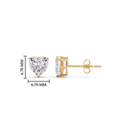 Heart Shaped 3 Prong Basket Stud Earring Fascinating Diamonds
