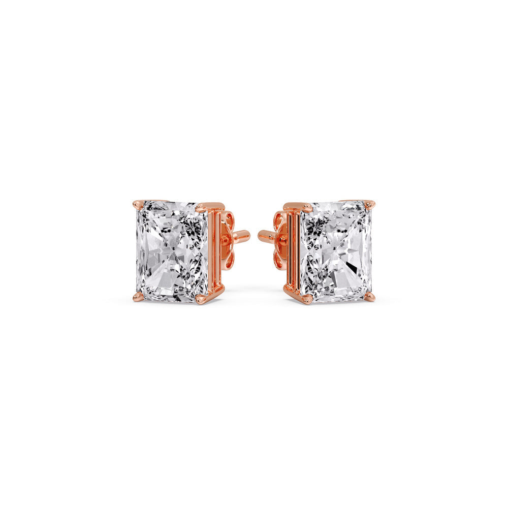 Radiant Diamond Basket Stud Earring Fascinating Diamonds