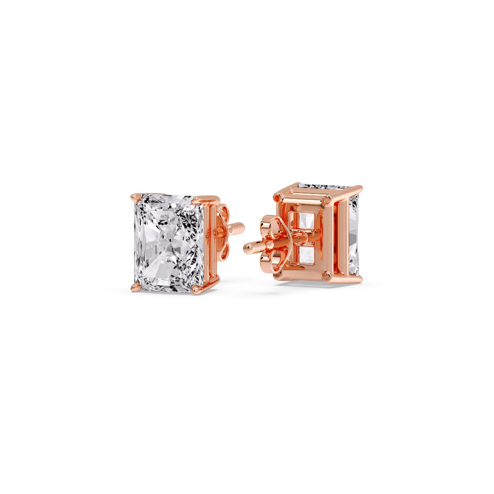 Radiant Diamond Basket Stud Earring Fascinating Diamonds