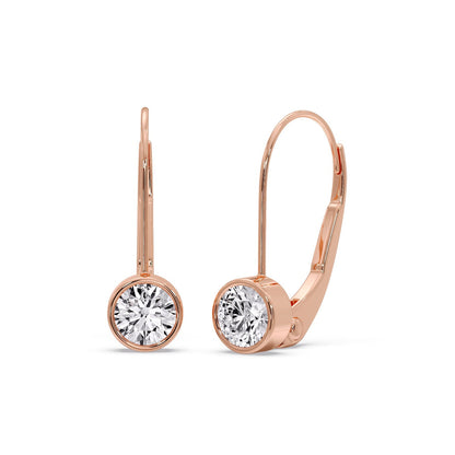 Lever Back Bezel Set Round Diamond Earrings Fascinating Diamonds