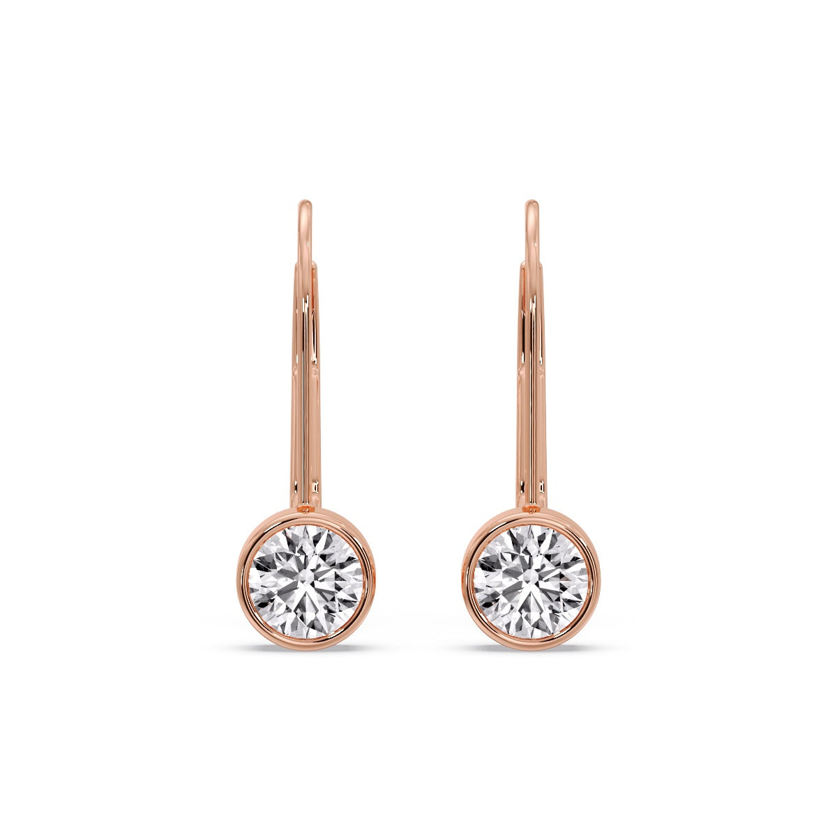 Lever Back Bezel Set Round Diamond Earrings Fascinating Diamonds