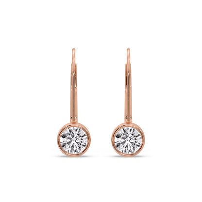 Lever Back Bezel Set Round Diamond Earrings Fascinating Diamonds