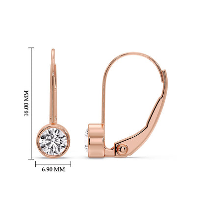 Lever Back Bezel Set Round Diamond Earrings Fascinating Diamonds