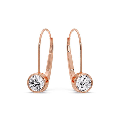 Lever Back Bezel Set Round Diamond Earrings Fascinating Diamonds