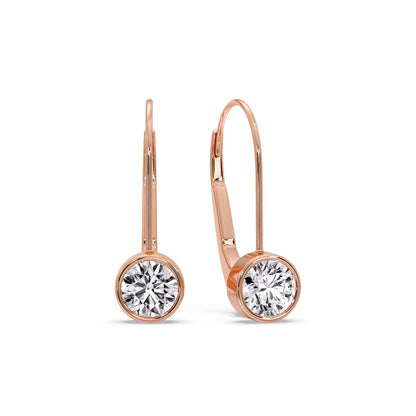 Lever Back Bezel Set Round Diamond Earrings Fascinating Diamonds