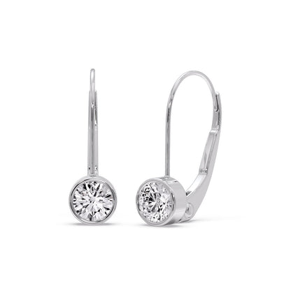 Lever Back Bezel Set Round Diamond Earrings Fascinating Diamonds