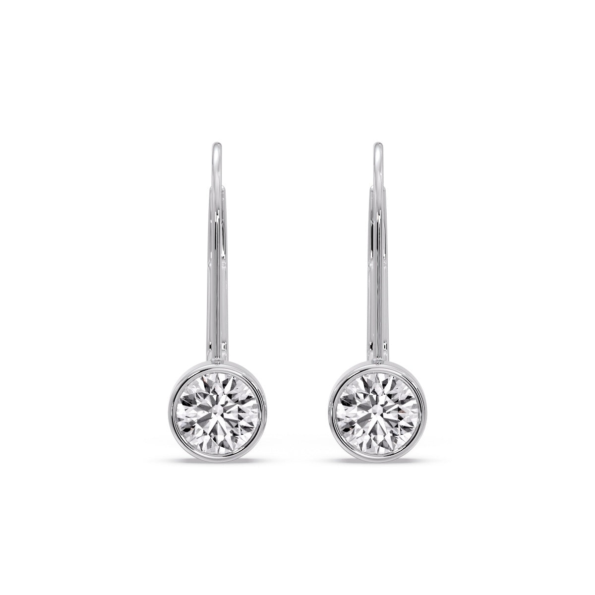 Lever Back Bezel Set Round Diamond Earrings Fascinating Diamonds