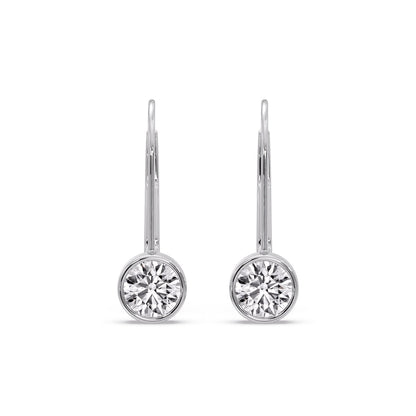 Lever Back Bezel Set Round Diamond Earrings Fascinating Diamonds