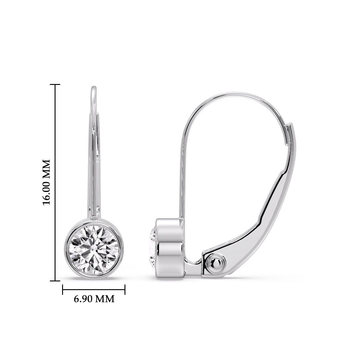 Lever Back Bezel Set Round Diamond Earrings Fascinating Diamonds