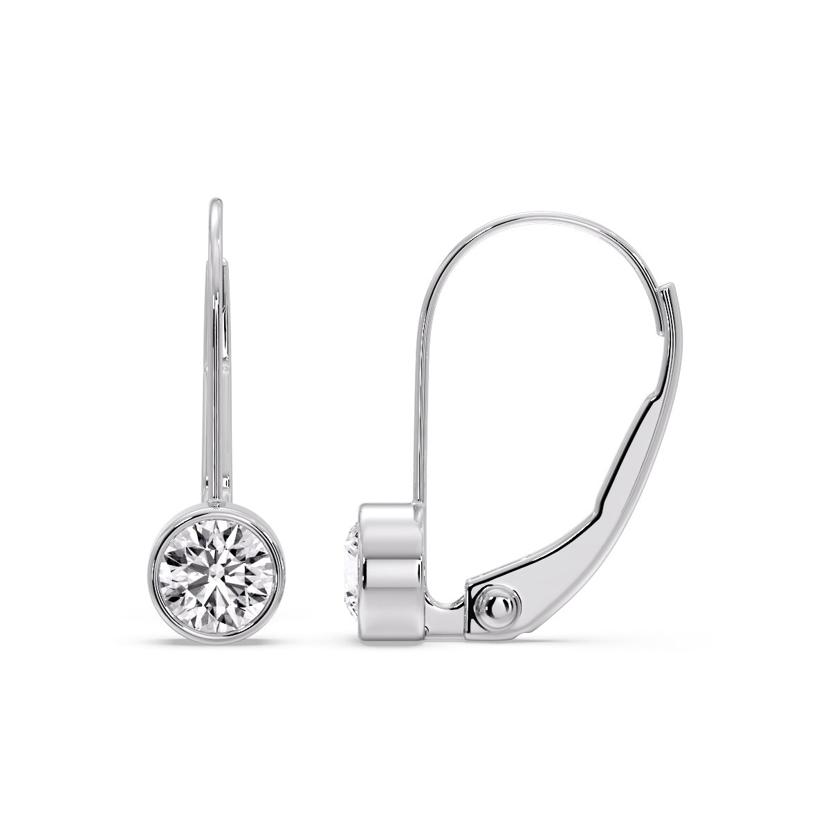 Lever Back Bezel Set Round Diamond Earrings Fascinating Diamonds