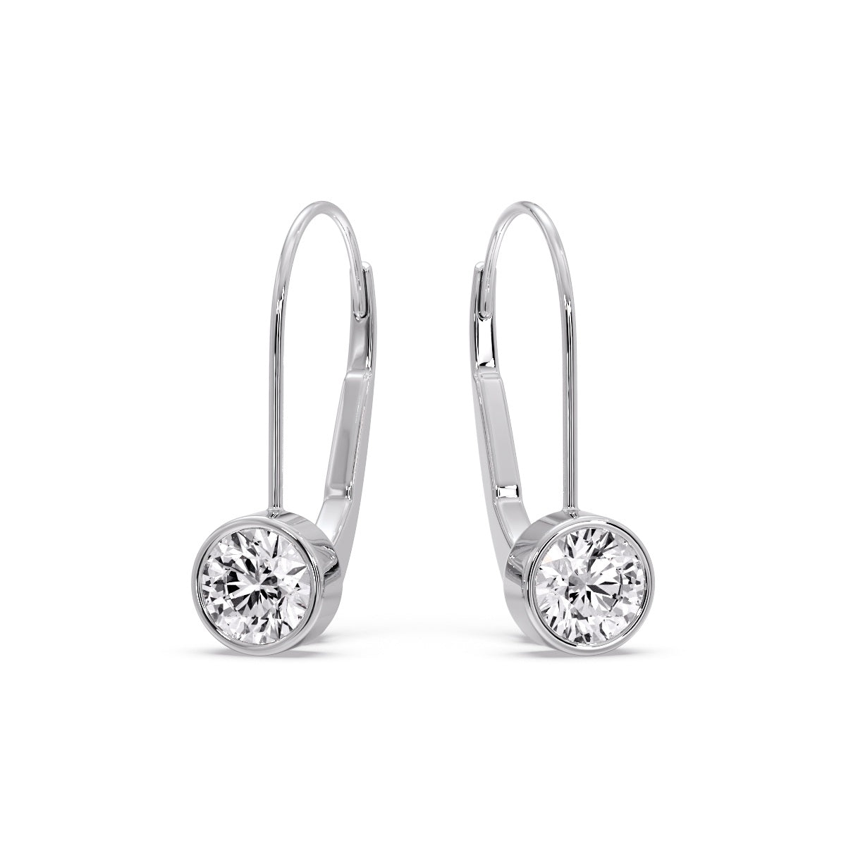 Lever Back Bezel Set Round Diamond Earrings Fascinating Diamonds