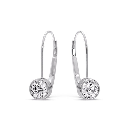 Lever Back Bezel Set Round Diamond Earrings Fascinating Diamonds
