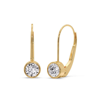 Lever Back Bezel Set Round Diamond Earrings Fascinating Diamonds