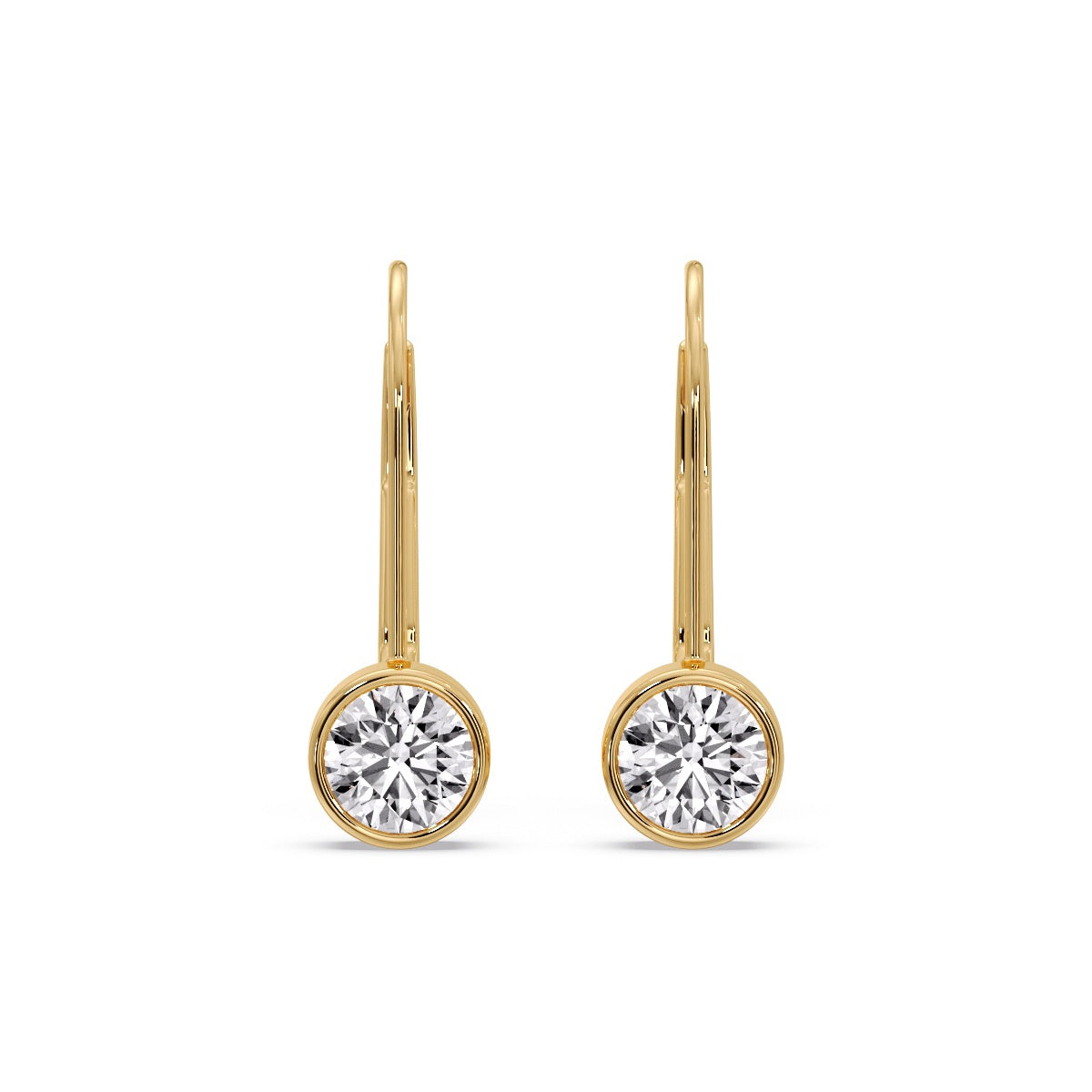 Lever Back Bezel Set Round Diamond Earrings Fascinating Diamonds
