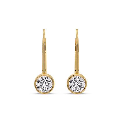 Lever Back Bezel Set Round Diamond Earrings Fascinating Diamonds