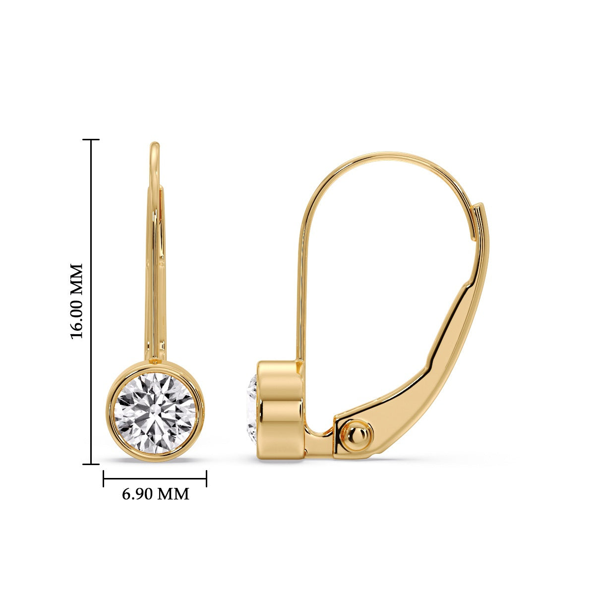 Lever Back Bezel Set Round Diamond Earrings Fascinating Diamonds