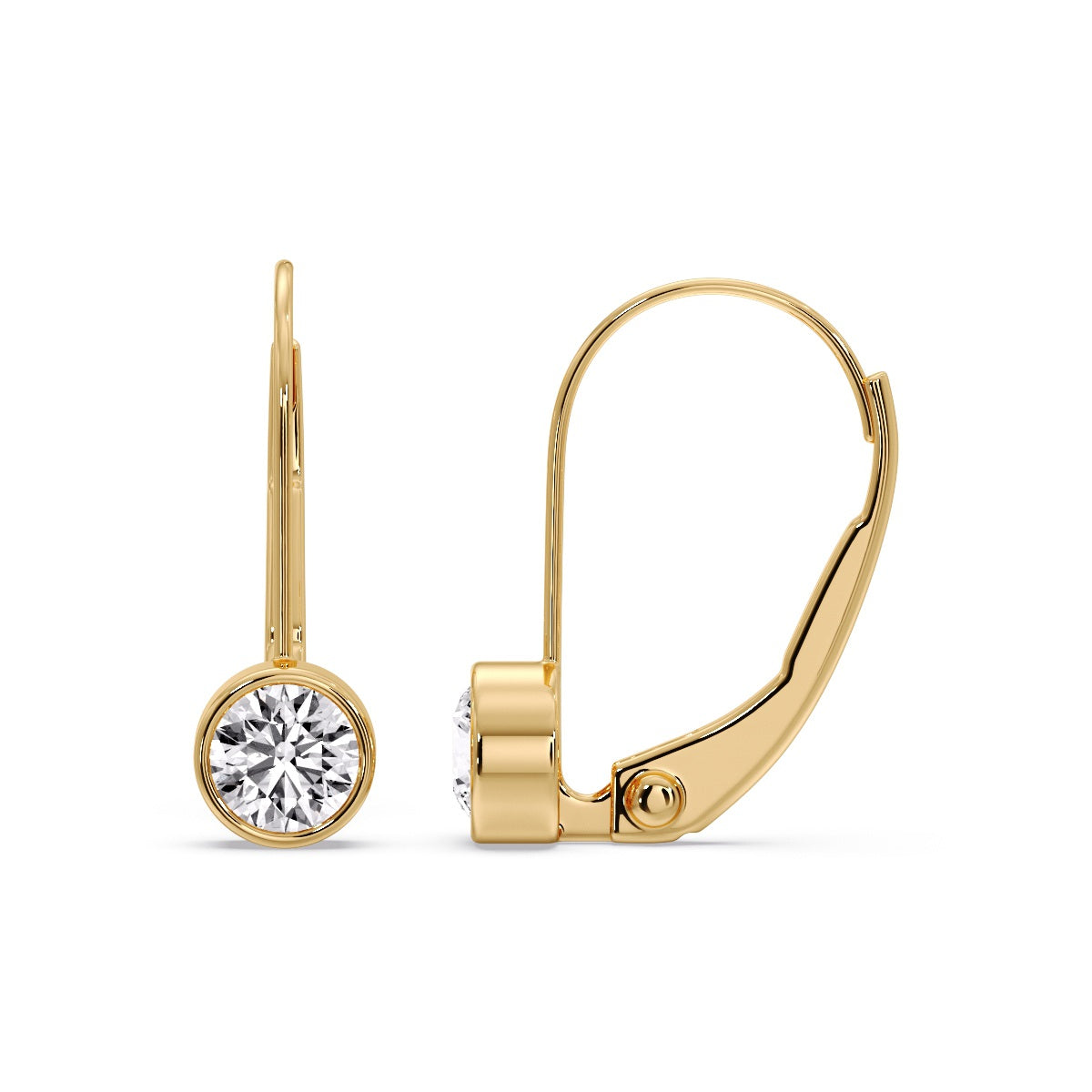 Lever Back Bezel Set Round Diamond Earrings Fascinating Diamonds