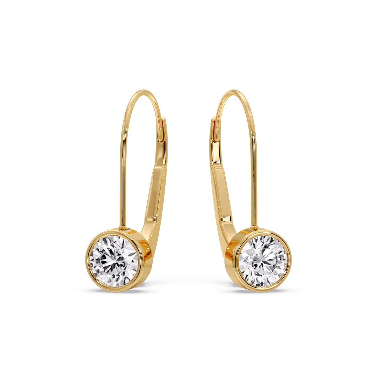 Lever Back Bezel Set Round Diamond Earrings Fascinating Diamonds