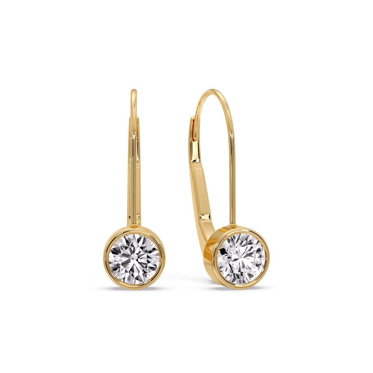 Lever Back Bezel Set Round Diamond Earrings Fascinating Diamonds
