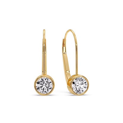 Lever Back Bezel Set Round Diamond Earrings Fascinating Diamonds