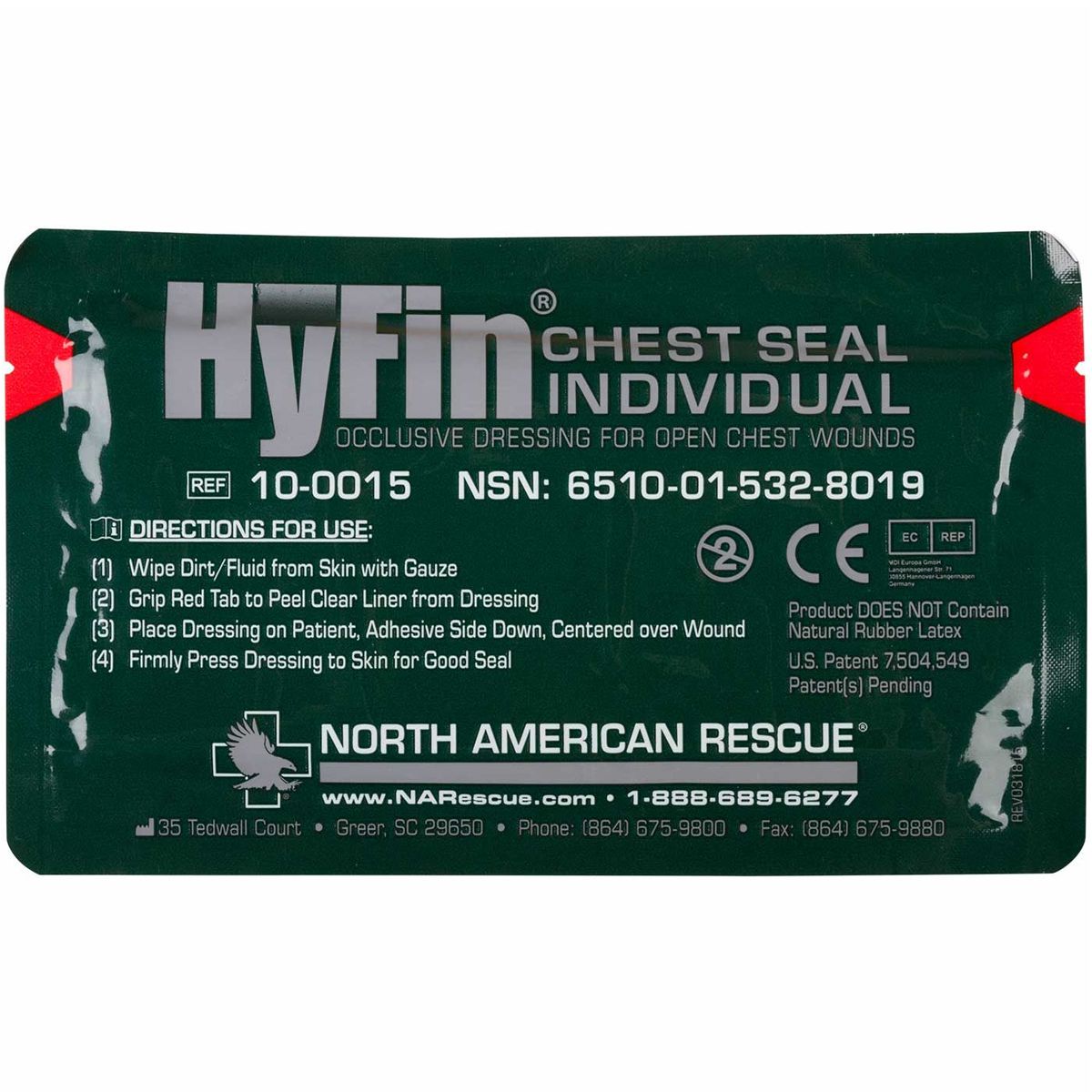HyFin Chest Seal, 6" x 6" quakekits.com