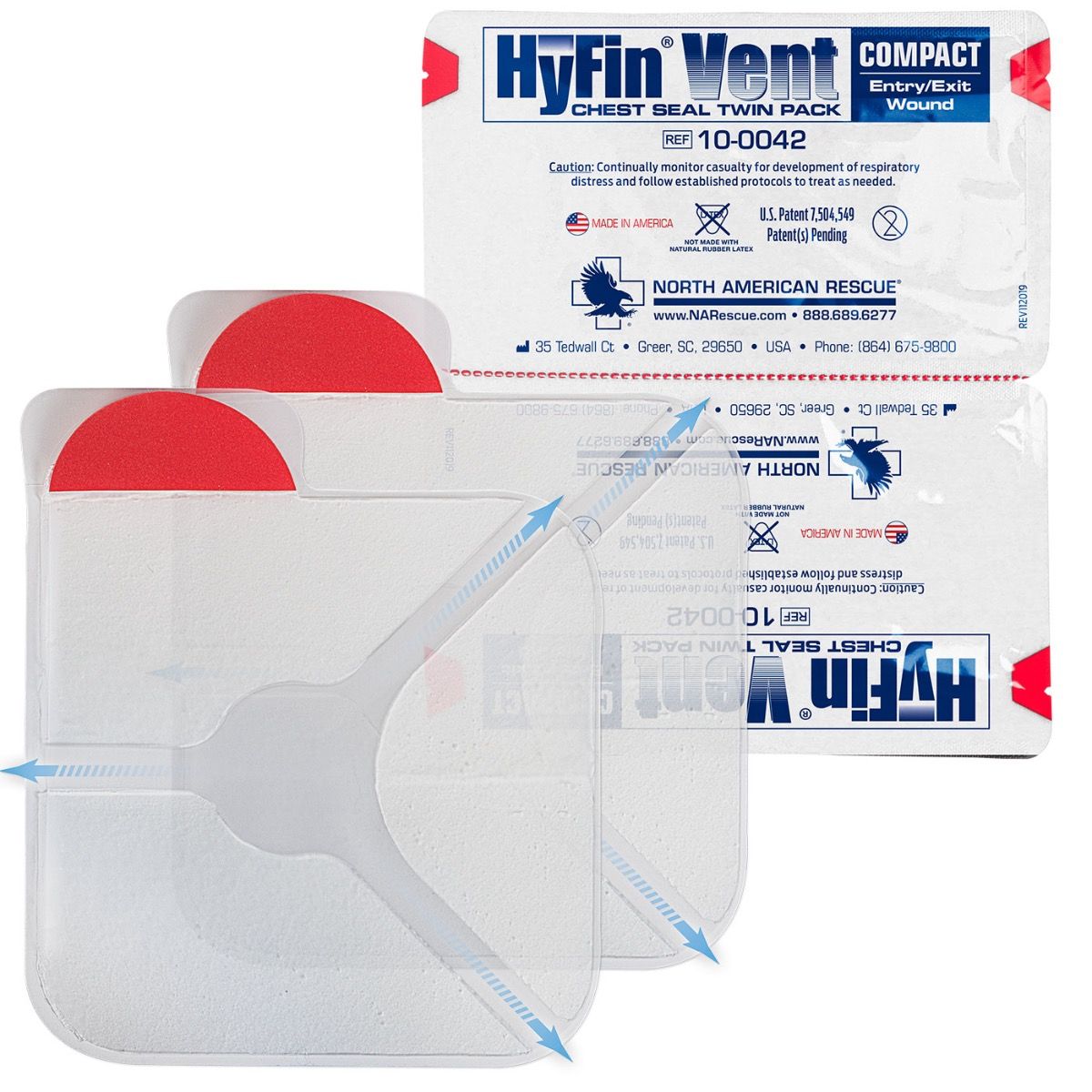 Hyfin Vent Compact Chest Seal Twin Pack, 10-0042, North American Rescue quakekits.com