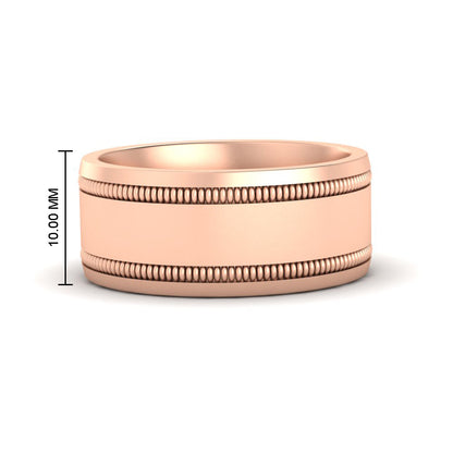 Mens Band Double Milgrain Fascinating Diamonds