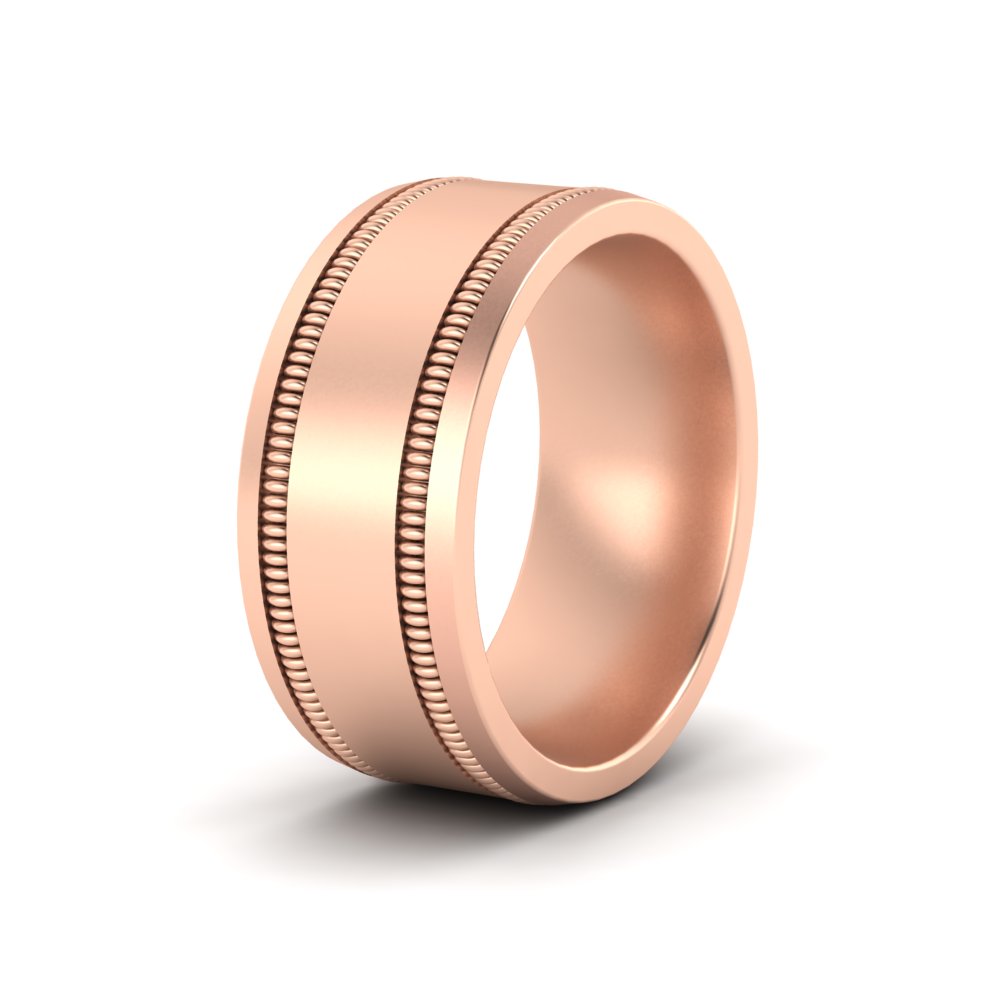 Mens Band Double Milgrain Fascinating Diamonds