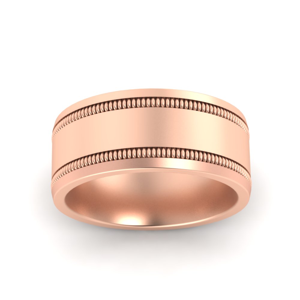 Mens Band Double Milgrain Fascinating Diamonds