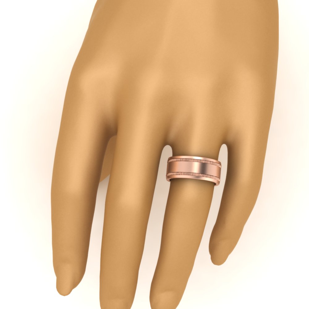 Mens Band Double Milgrain Fascinating Diamonds
