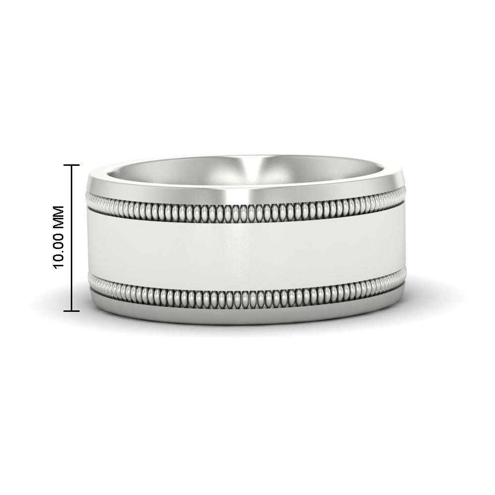 Mens Band Double Milgrain Fascinating Diamonds