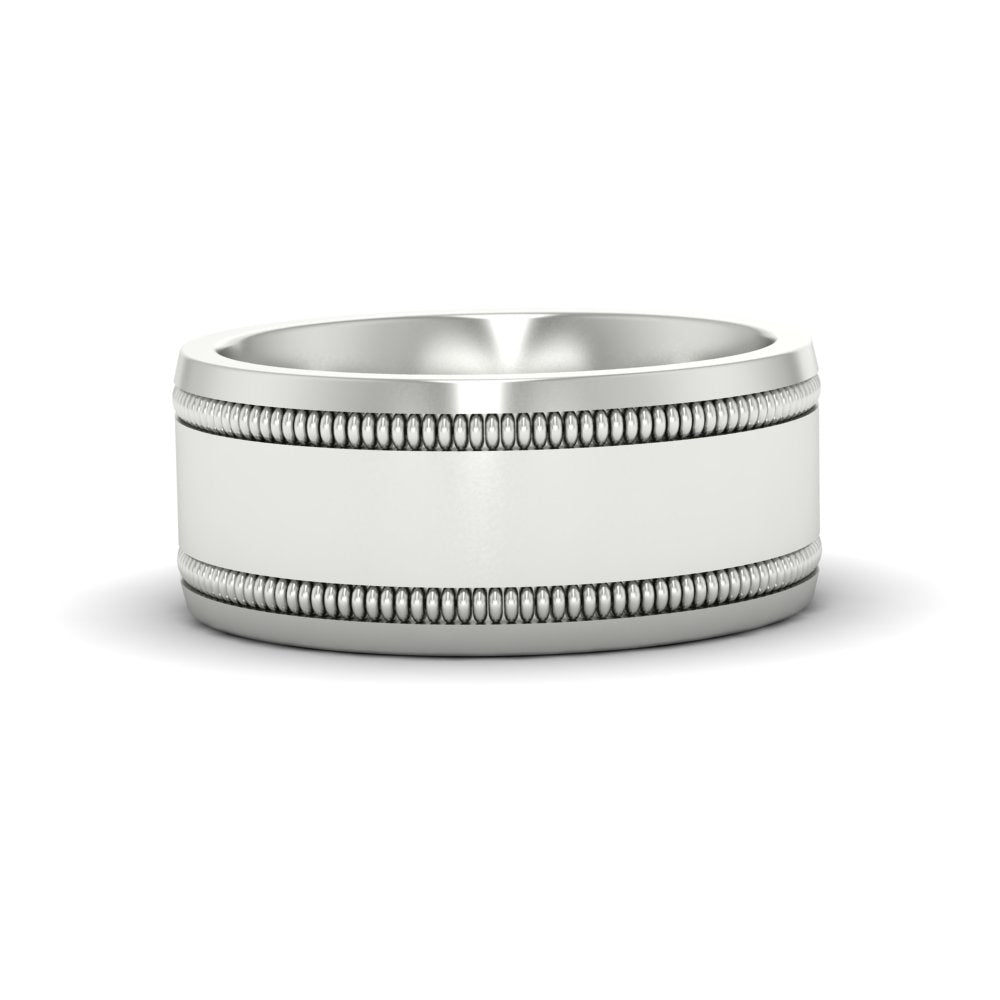 Mens Band Double Milgrain Fascinating Diamonds